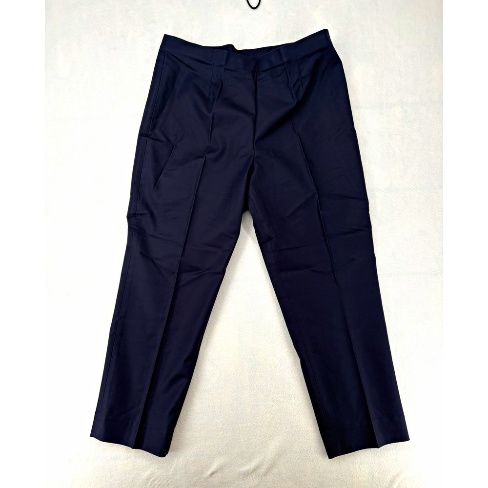 NIC+ZOE Dress Pants Dark Blue Flat Front Solid Stretch Straight Leg Women's 14